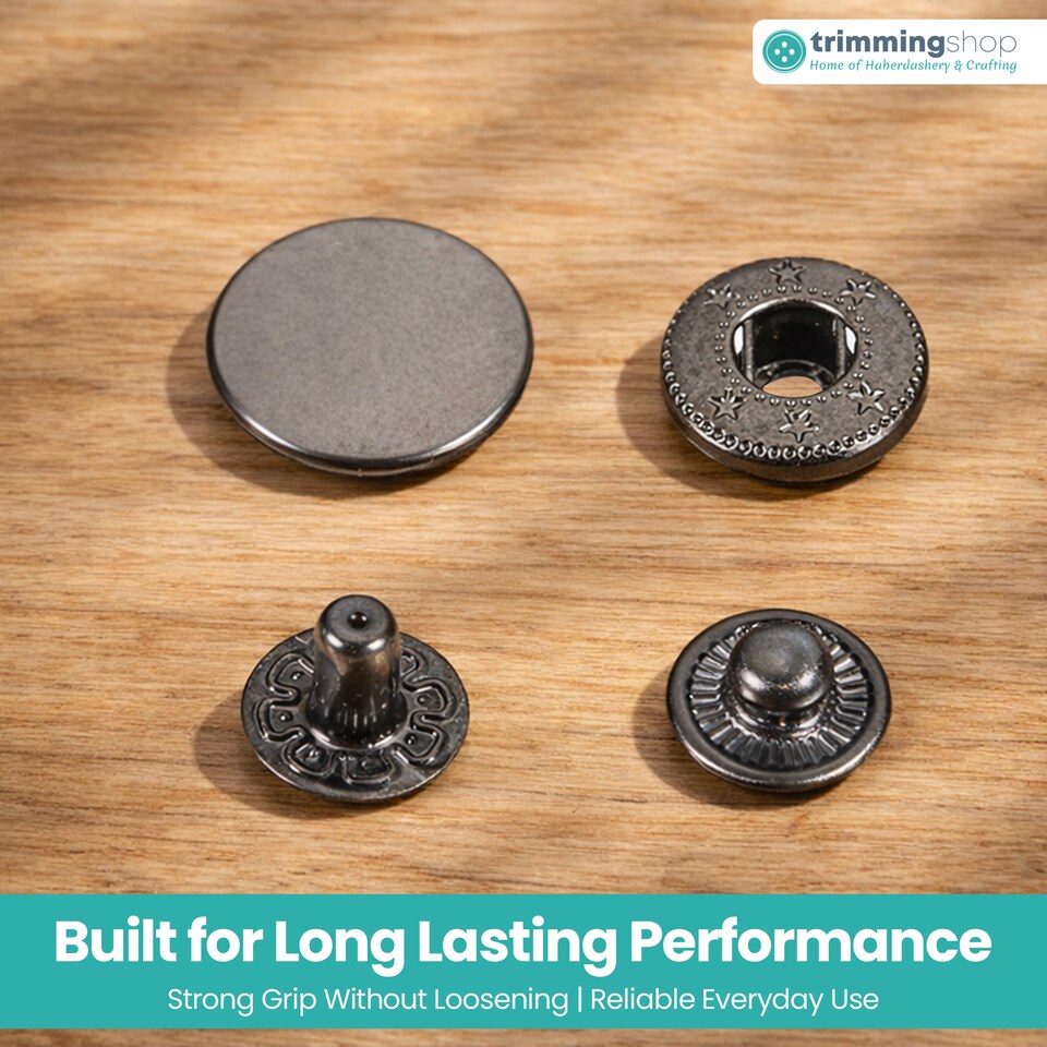 image 1 of 10mm S Spring Press Studs 4-Part, Durable & Lightweight - 10pcs