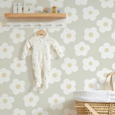 Ditsy Daisy Wallpaper in Stone Multi