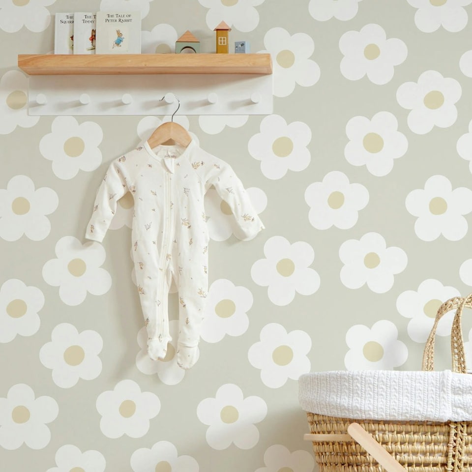 image 1 of Ditsy Daisy Wallpaper in Stone Multi