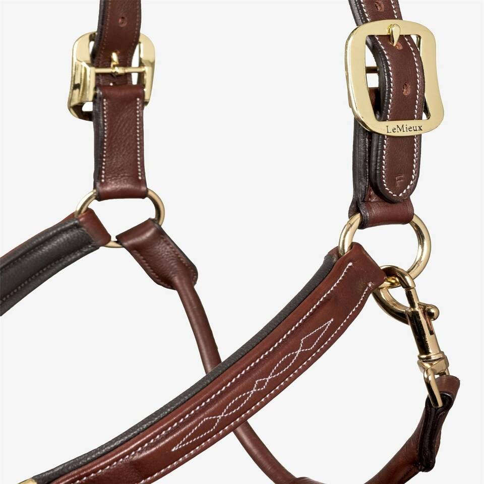 image 1 of LeMieux Stitched Leather Headcollar Brown | Full