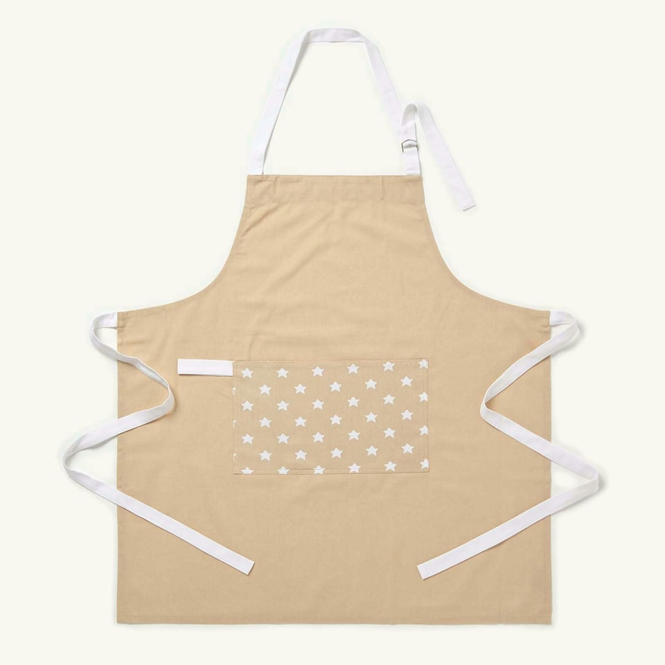 image 1 of Homescapes Beige Stars Cotton Apron