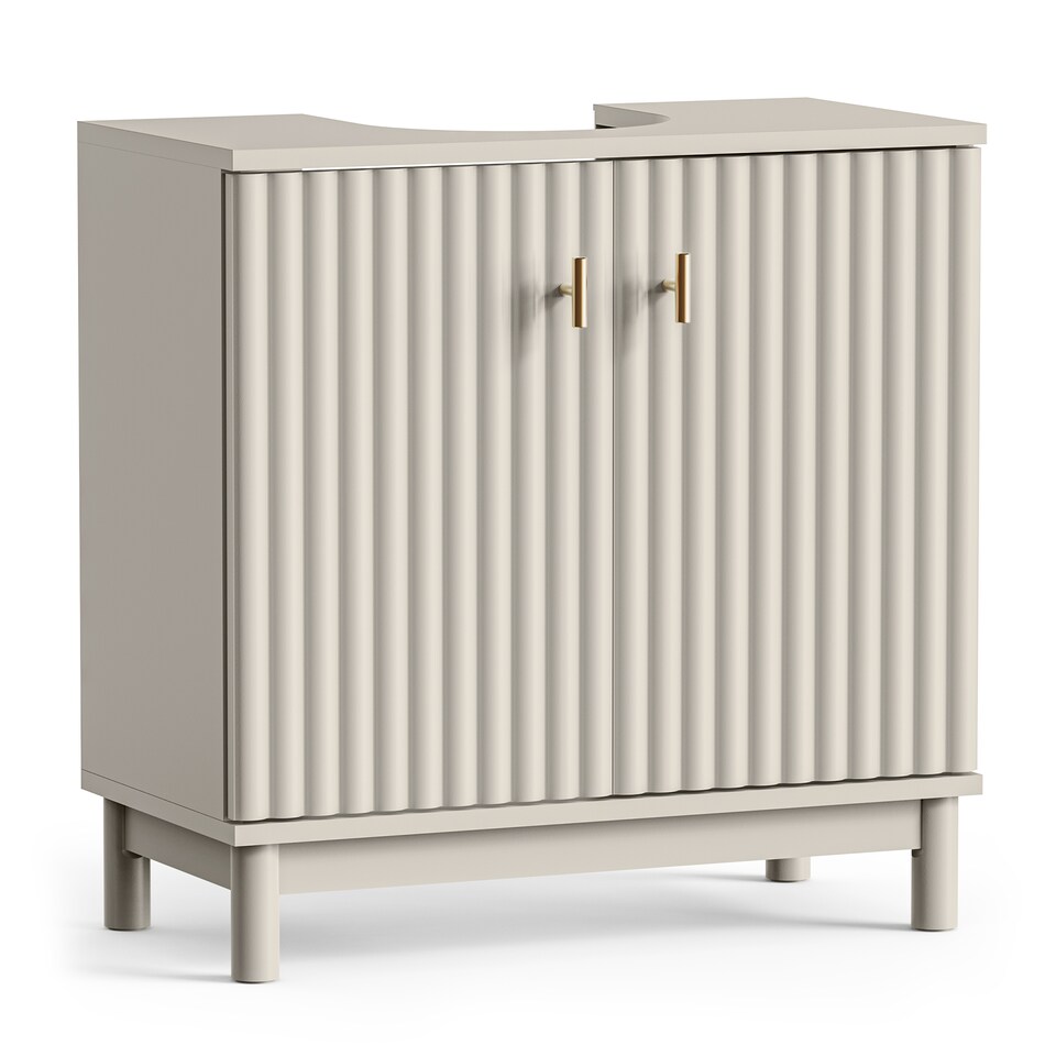 image 1 of VonHaus Victoria Stone Under Sink Bathroom Cabinet with Fluted Texture Doors
