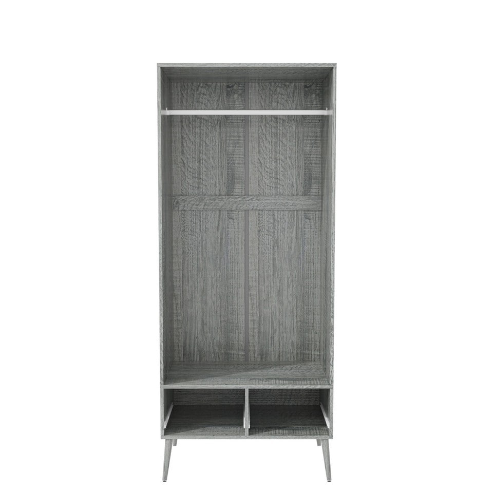 image 1 of Malmo 2 Door 2 Drawer Wardrobe with Scandi Legs Cupboard Hanging Rail 180cm | Multi | Ash Grey Grey | 1