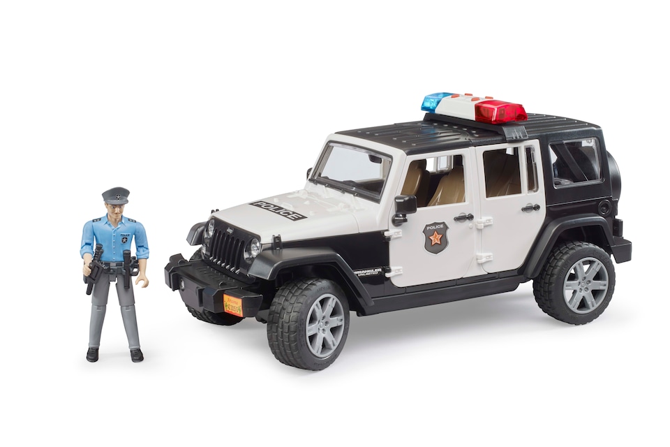 image 1 of Bruder Jeep Wrangler Unlimited Rubicon Police with L S Module & Officer Emergency Response Playset