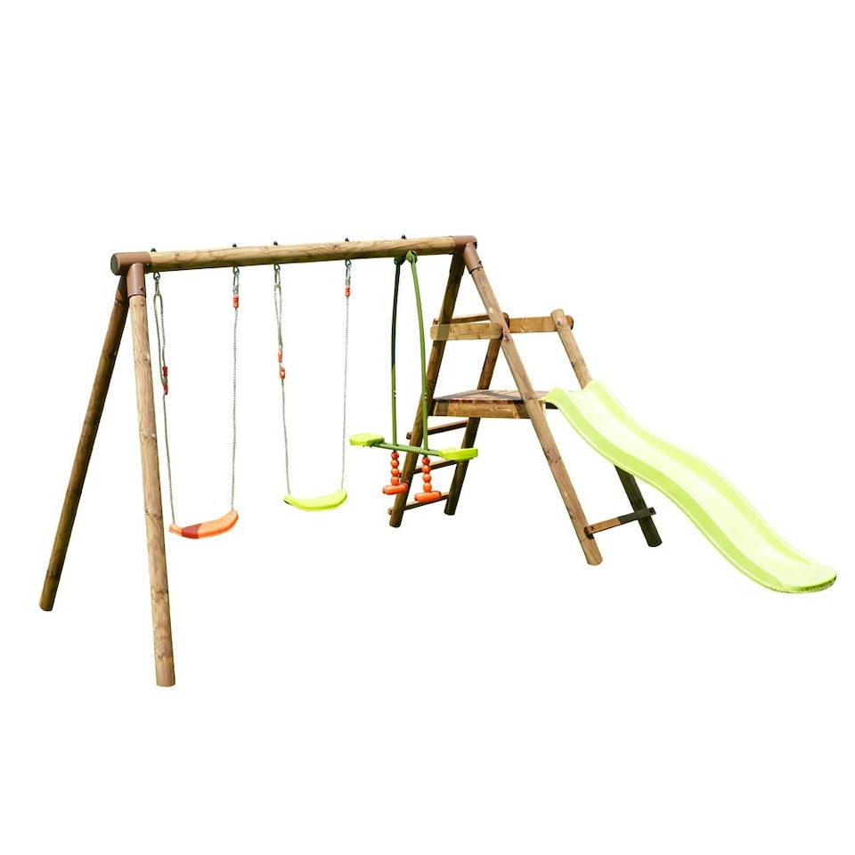 image 1 of Figue Wooden Swing Set with Slide