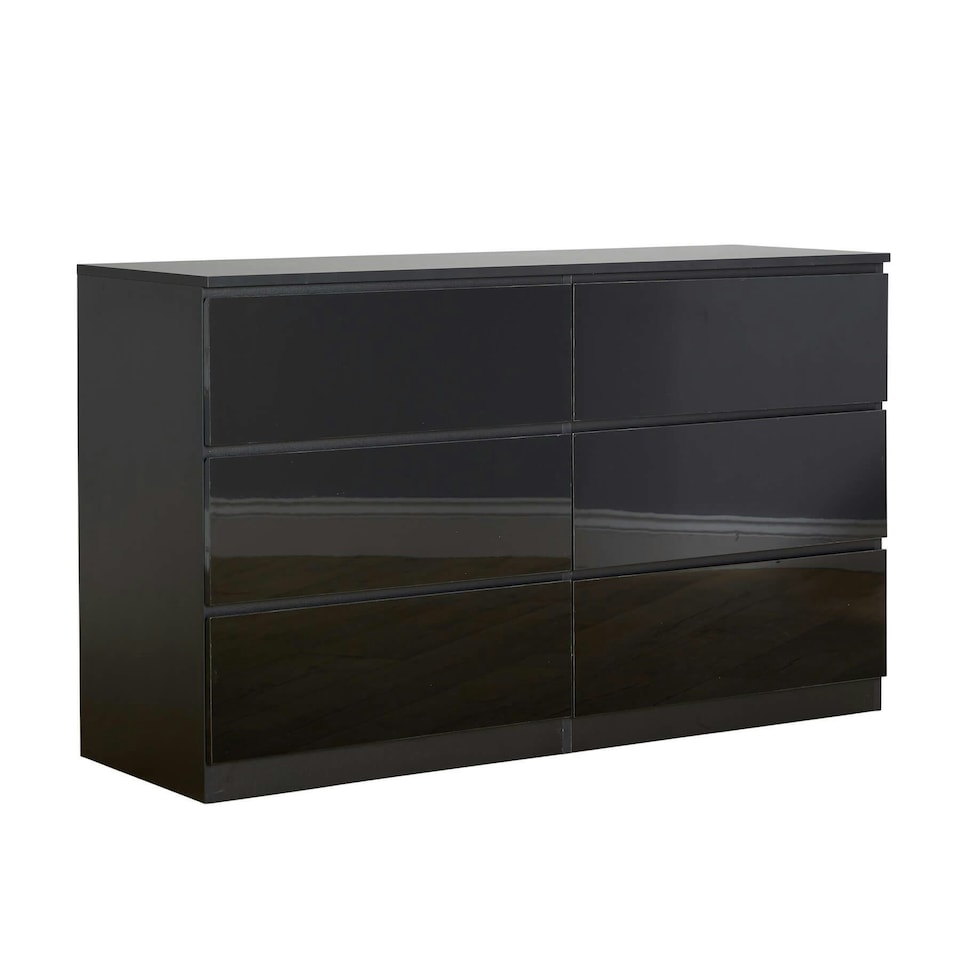 image 1 of Chest Of Drawers Spacious Bedroom Furniture Storage Unit Modern Organiser Black | 6 Drawers