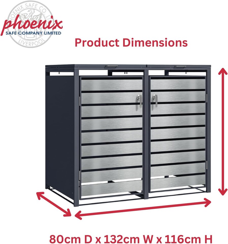 image 1 of Phoenix GB2213ASK Silver effect Double Wheelie Bin Storage / Bin Store