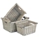 image 4 of Small Grey Wash Wooden Handled Storage Basket | Grey | Grey