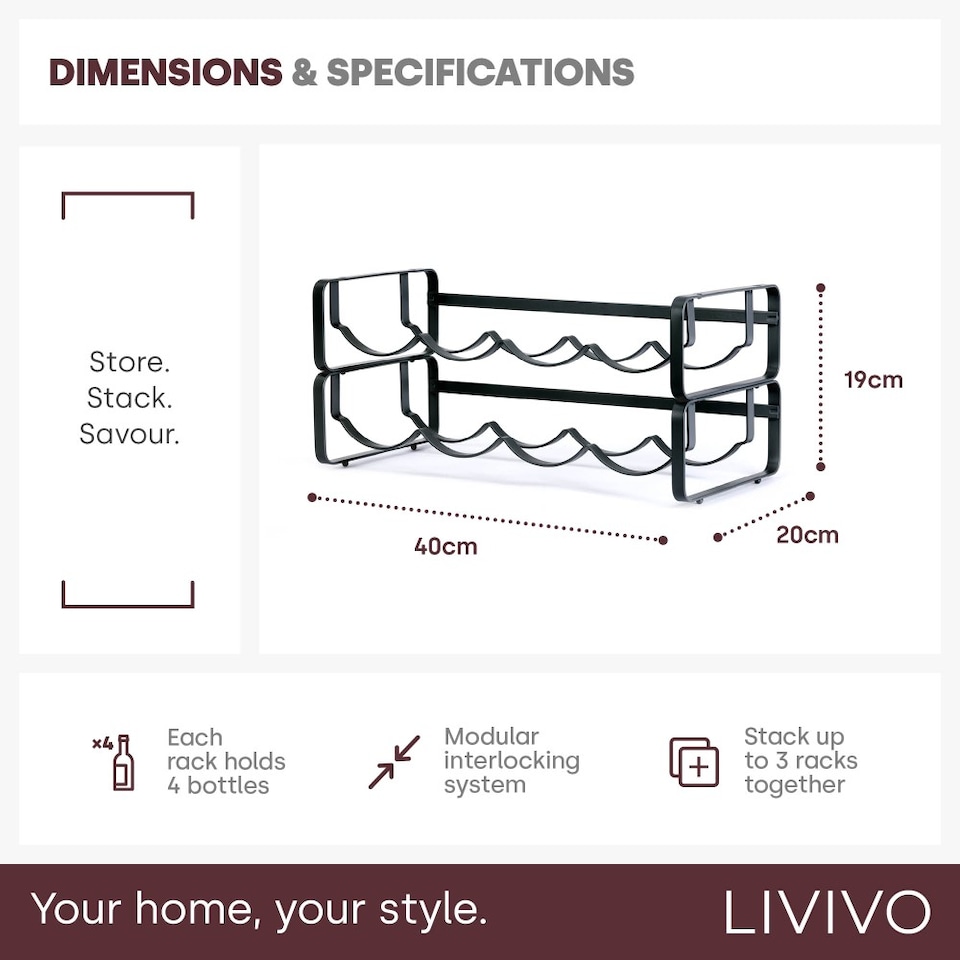 image 1 of Modular Wine Rack set of 2 Matte Black