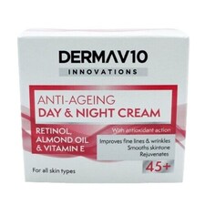 Derma V10 Day & Night Cream Anti - Ageing Retinol Almond Oil & Vitamin E 50ml