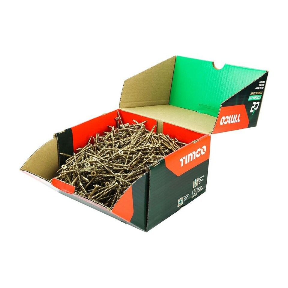 image 1 of Timco - C2 Strong-Fix Multi-Purpose Premium Screws - Industry Pack - PZ - Double Countersunk - Yellow (Size 5.0 x 60 - 1000 Pieces)
