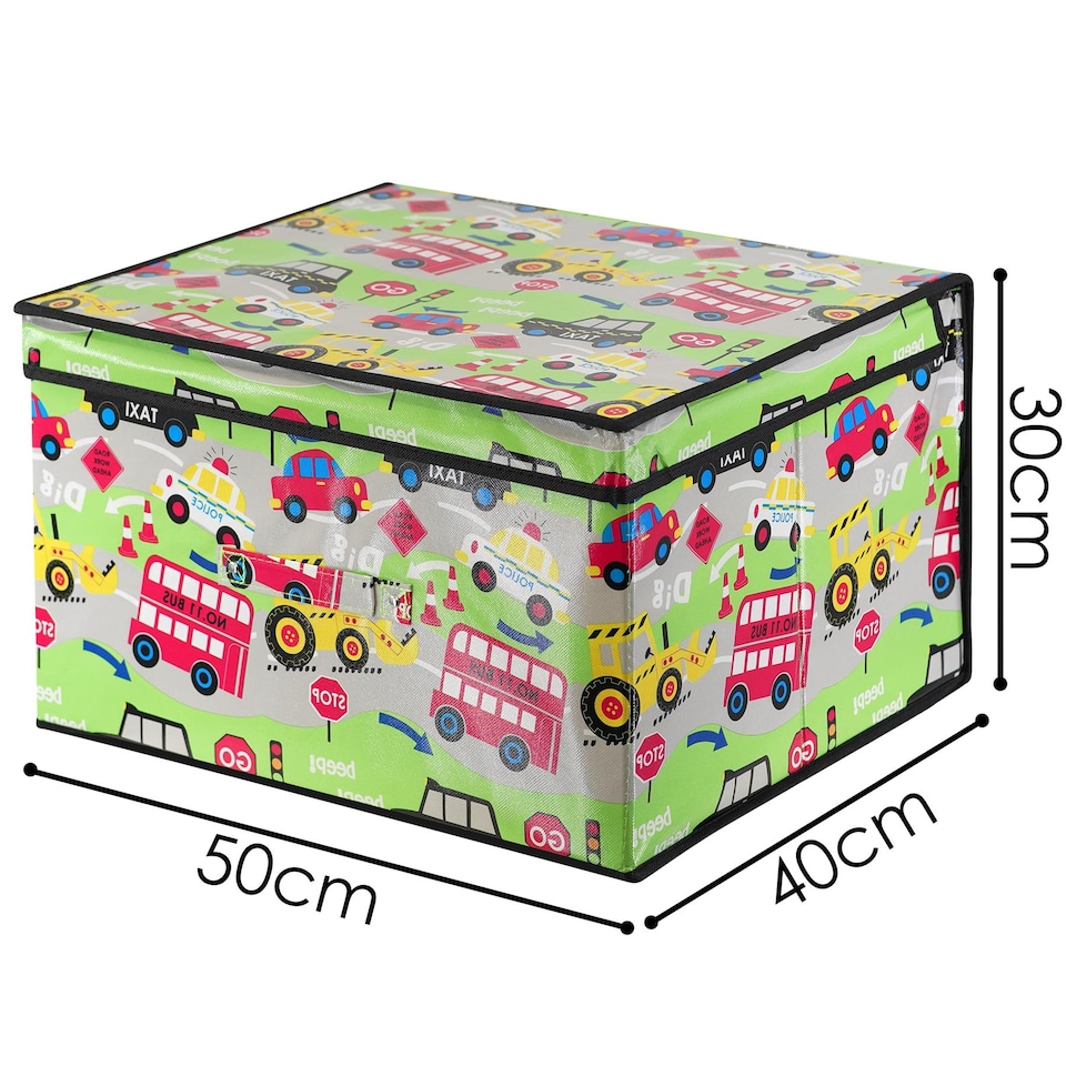 image 1 of The Magic Toy Shop Road Works Design Foldable Toy Storage Box 50x30x40cm