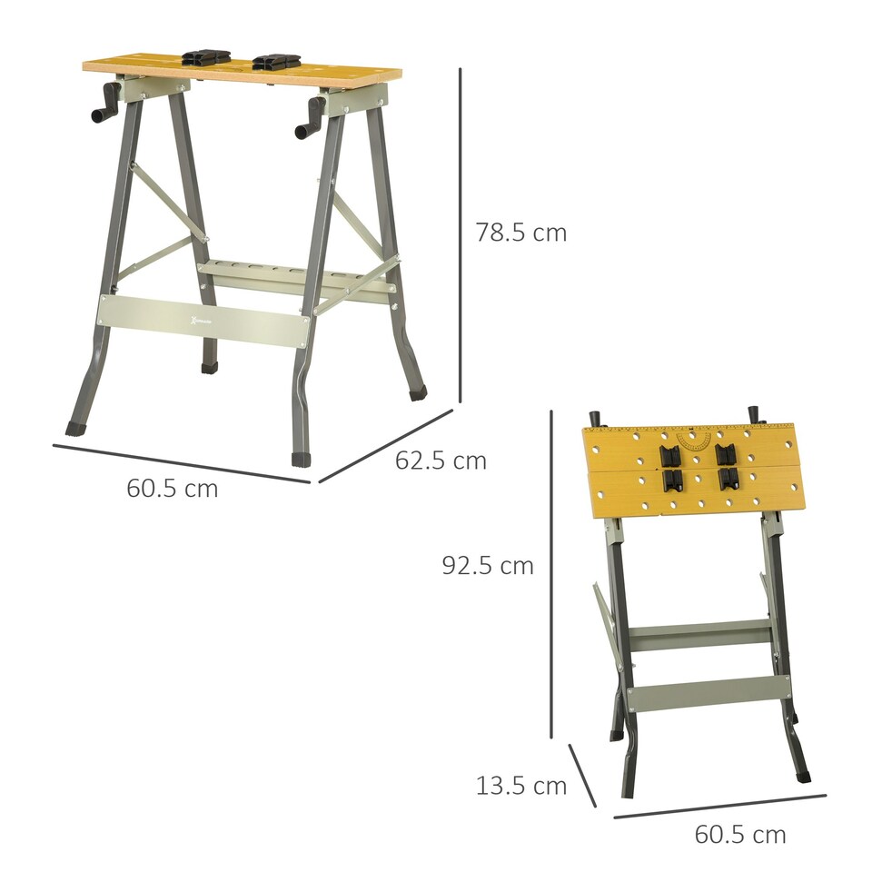 image 1 of DURHAND 4-in-1 Work Bench Adjustable Saw Horse Clamp Table Foldable Grey