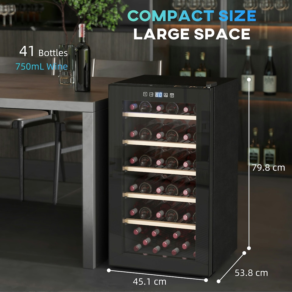 image 1 of HOMCOM 41 Bottle Wine Cooler Fridge, Freestanding Wine Refrigerator