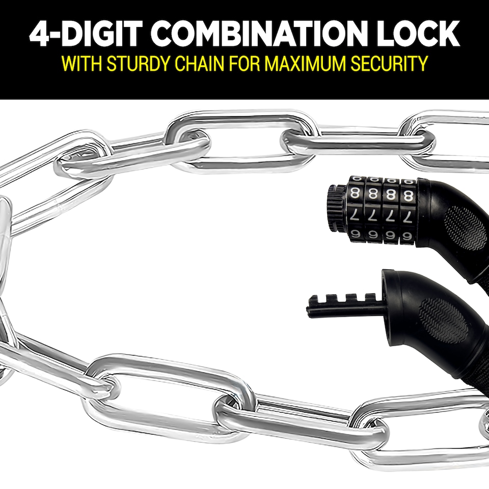 image 1 of Bike Heavy-Duty Chain Lock with 4-Digit Resettable Combination - 8mm x 1.8m