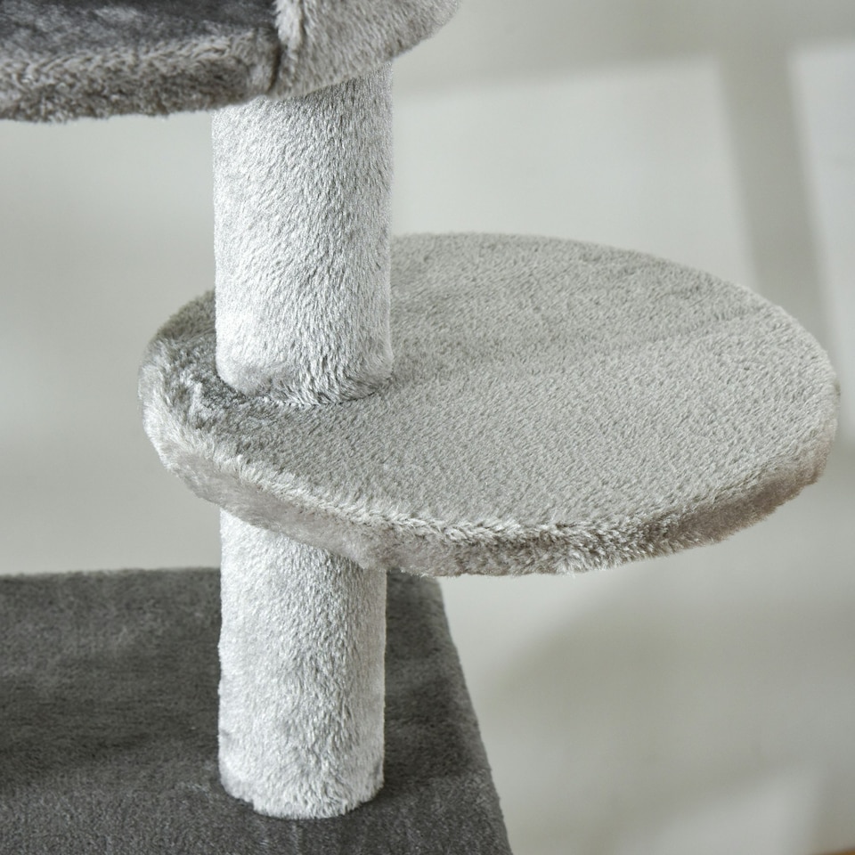 image 1 of PawHut Floor To Ceiling Cat Tree, 255cm Adjustable Height, Grey