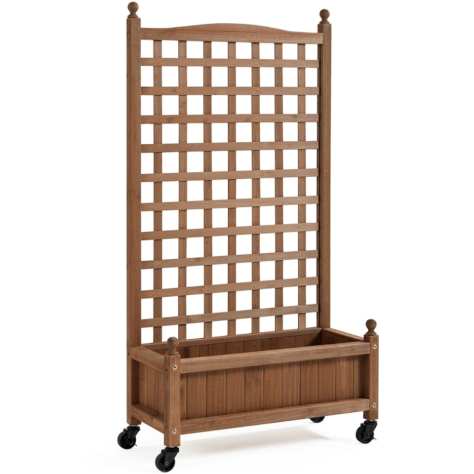 image 1 of Yaheetech 126.5 cm H Raised Garden Bed with Trellis-Dark Brown