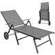 image 1 of Outsunny Folding Sun Lounger w/ Wheels, 5-Position Adjustable Lounge, Grey
