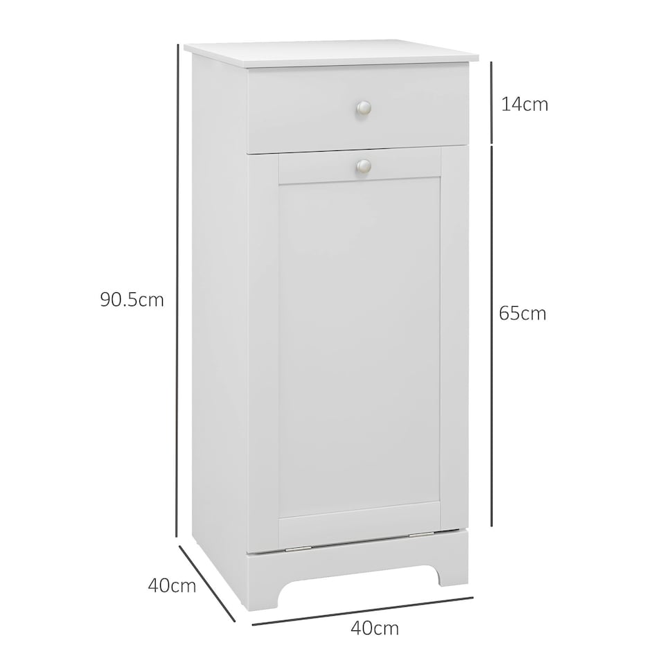 image 1 of HOMCOM Bathroom Cabinet with Folding Laundry Hamper and Drawer