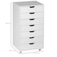 image 7 of Vinsetto Mobile Filing Cabinet, 7-drawer File Cabinet with Wheels, White