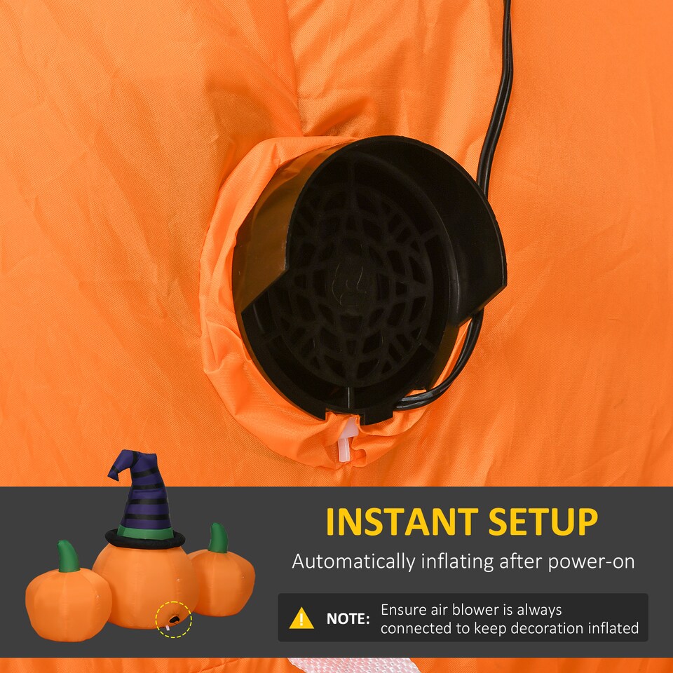 image 1 of Outsunny 6ft Inflatable Halloween Large Pumpkin in Hat with Four Small Pumpkins, Blow-Up Outdoor LED Display for Lawn, Garden, Party