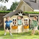 image 2 of Outsunny Wooden Kids Playhouse w/ Door, Windows, Bench, For Ages 3-7 Years