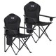 image 1 of Get Fit Premium Folding Camping Chair - Thick Padded With Magazine Pocket, Cup Holder & Carry Bag - Lightweight 3Kg - Capacity 130Kg - 2 Pack | Black | 2