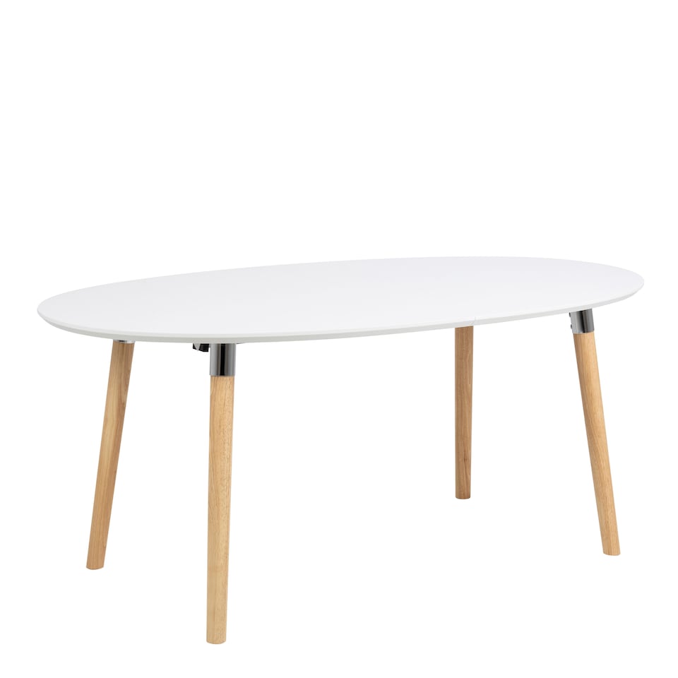 image 1 of Belina Oval Dining Table in White & Oak