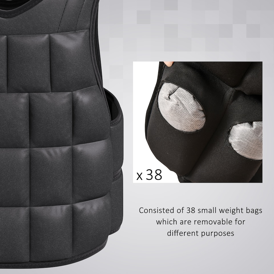 image 1 of HOMCOM 20KGS Adjustable Weight Vest Running Gym Training Weight Loss, Black | Black | Black