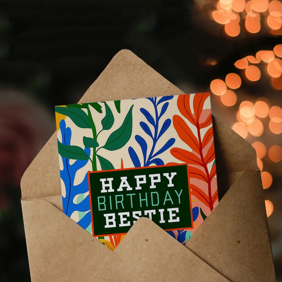 image 1 of Happy Birthday Card Plant Lover Bold Botanical Friend Bestie