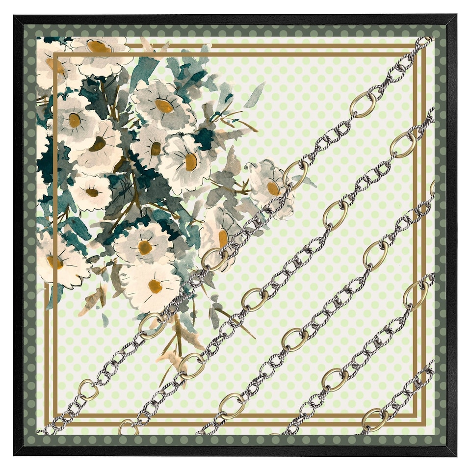 image 1 of Flowers & chain links (Picture Frame) Brown | S