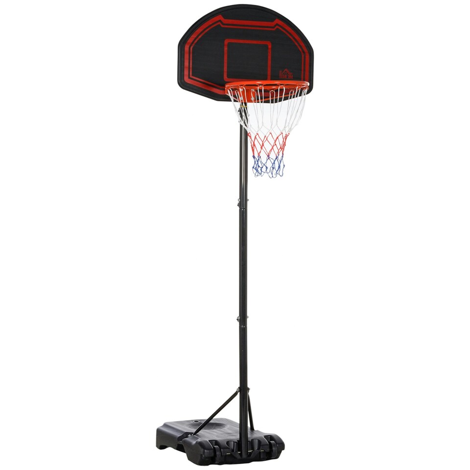 image 1 of HOMCOM Outdoor Adjustable Basketball Hoop Stand w/ Wheels and Stable Base Black