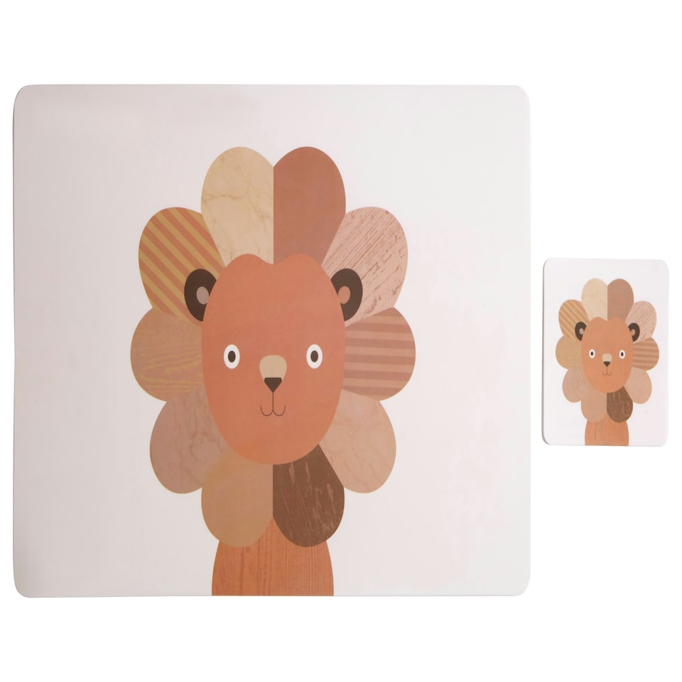 image 1 of Interiors By Premier Set Of Two Lion Placemats And Coasters, Adorable Safari-Themed Tableware For Kids
