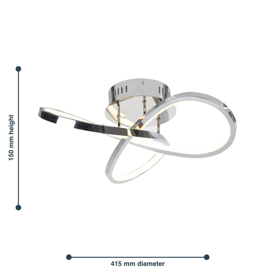 image 1 of First Choice Lighting Set of 2 Polished Chrome LED Loop Flush Fittings Chrome