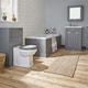 image 2 of Bathroom Floor Standing 2-Door Side Tall Unit 300mm Wide - Matt Grey - (Aberdeen) | Grey | Grey | 1