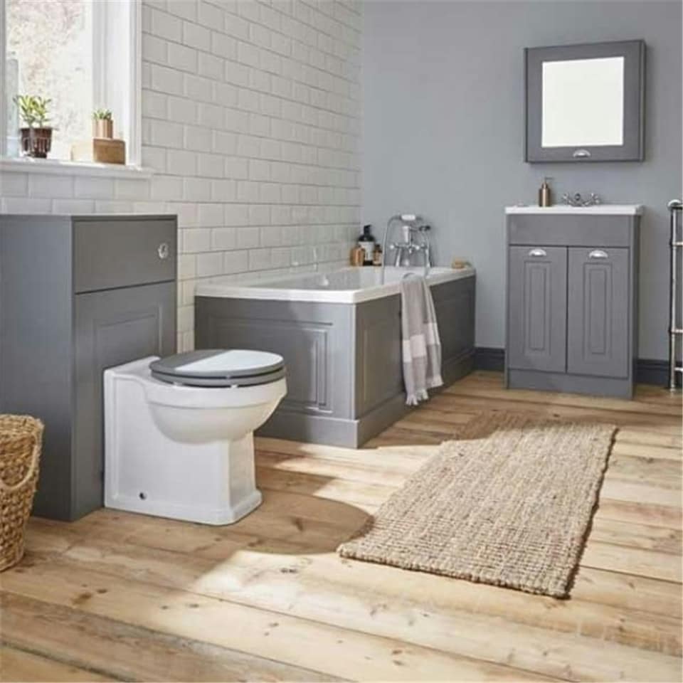 image 1 of Bathroom Floor Standing 2-Door Side Tall Unit 300mm Wide - Matt Grey - (Aberdeen) | Grey | Grey | 1