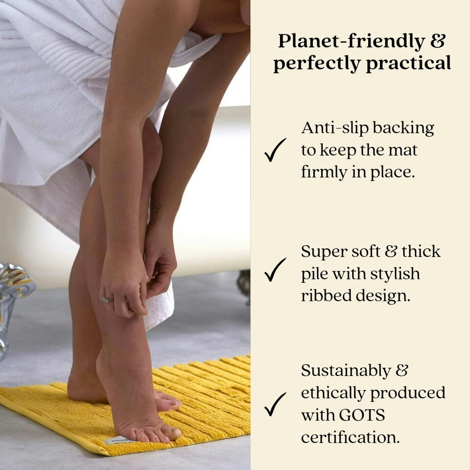image 1 of Organic Cotton Ribbed Bath Runner - Ochre