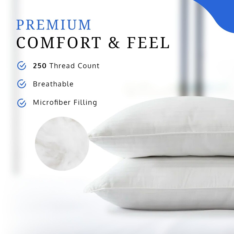 image 1 of Covers&All Bed Pillows for Sleeping pack of 2,Microfiber Pillow for Side Sleepers, Pack of 2 x Pack of 2, White