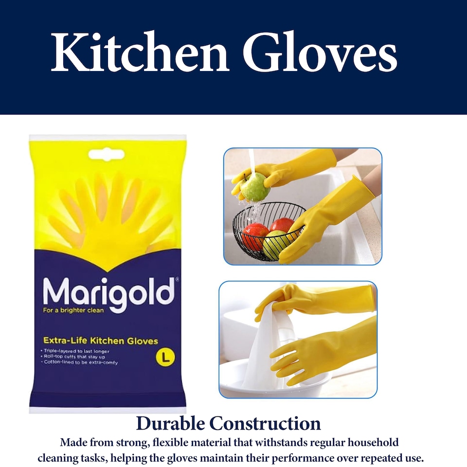 image 1 of Marigold Kitchen Gloves Large Reusable Cleaning Gloves 1 Pair