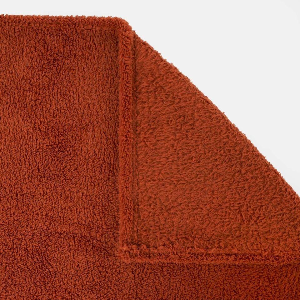 image 1 of OHS Soft Teddy Fleece Throw Blanket, 200x240cm - Burnt Orange