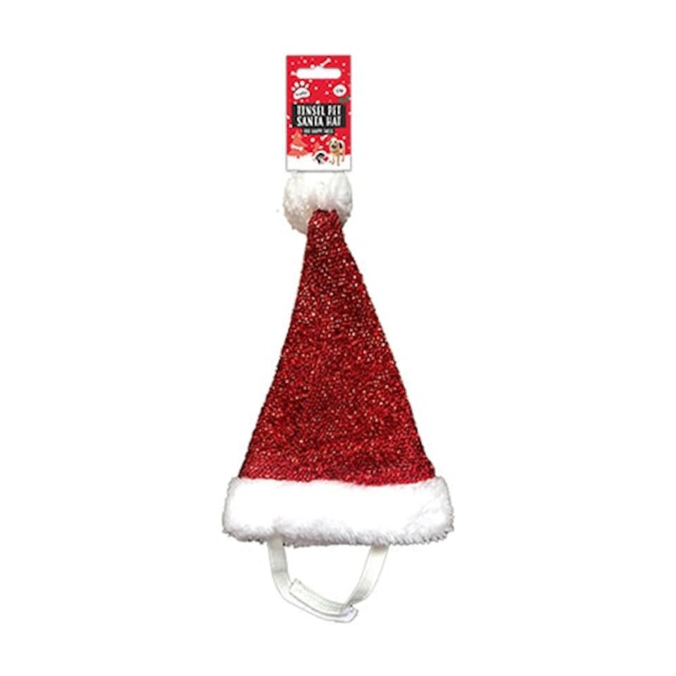 Pet Tinsel Santa Claus Christmas Hat - Small / Medium