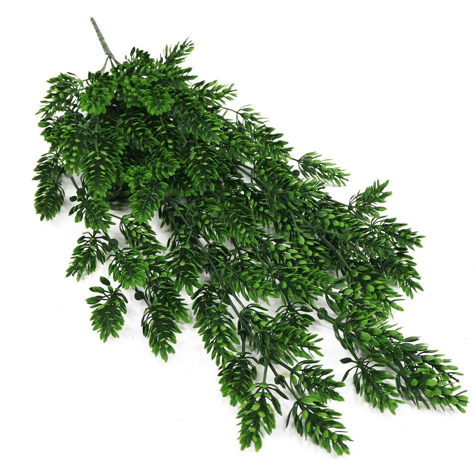 image 1 of Pack of 6 x Hanging UV and Fire Resistant Artificial Clustered Fern Plant 128cm