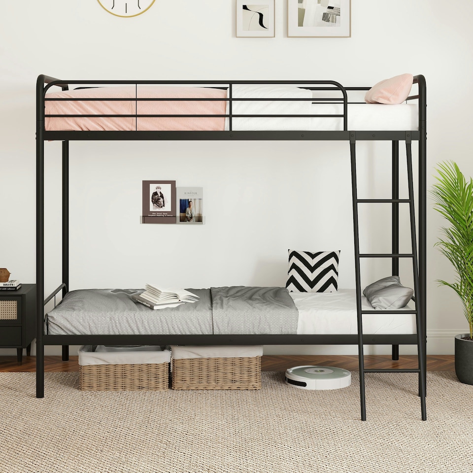image 1 of COSTWAY Metal Bunk Bed Single Bunk Bed w/Ladder