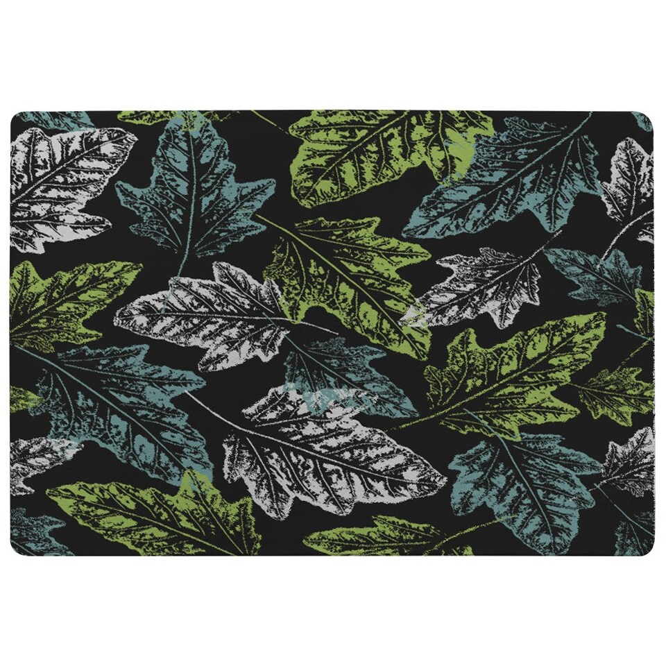 image 1 of Leaf Print on Dark Background (Rug) Multi | Medium: 80x150cm