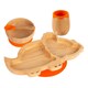 image 1 of Tiny Dining 4pc Dinosaur Bamboo Suction Baby Feeding Set - Orange