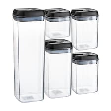 Argon Tableware 5 Piece Flip Lock Plastic Food Storage Containers Set - Black
