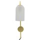 image 3 of Set of 2 Victoria - Satin Brass Plug in Wall Lights Frost Glass Shades Bronze | White