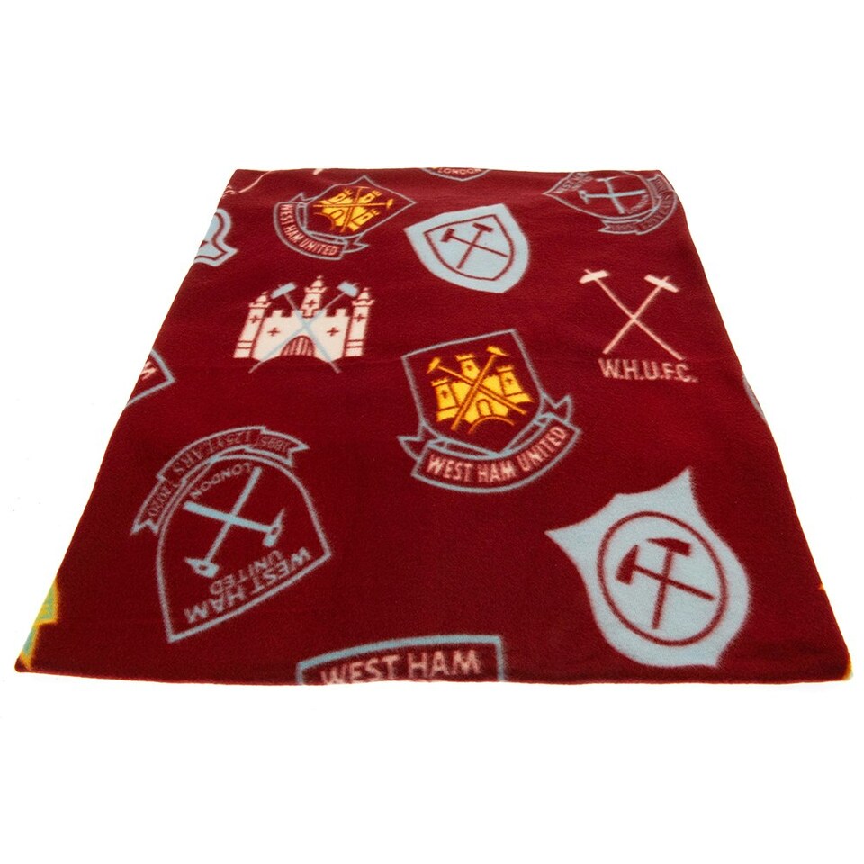 image 1 of West Ham United FC Fleece Blanket - Maroon/Blue/Yellow - One Size