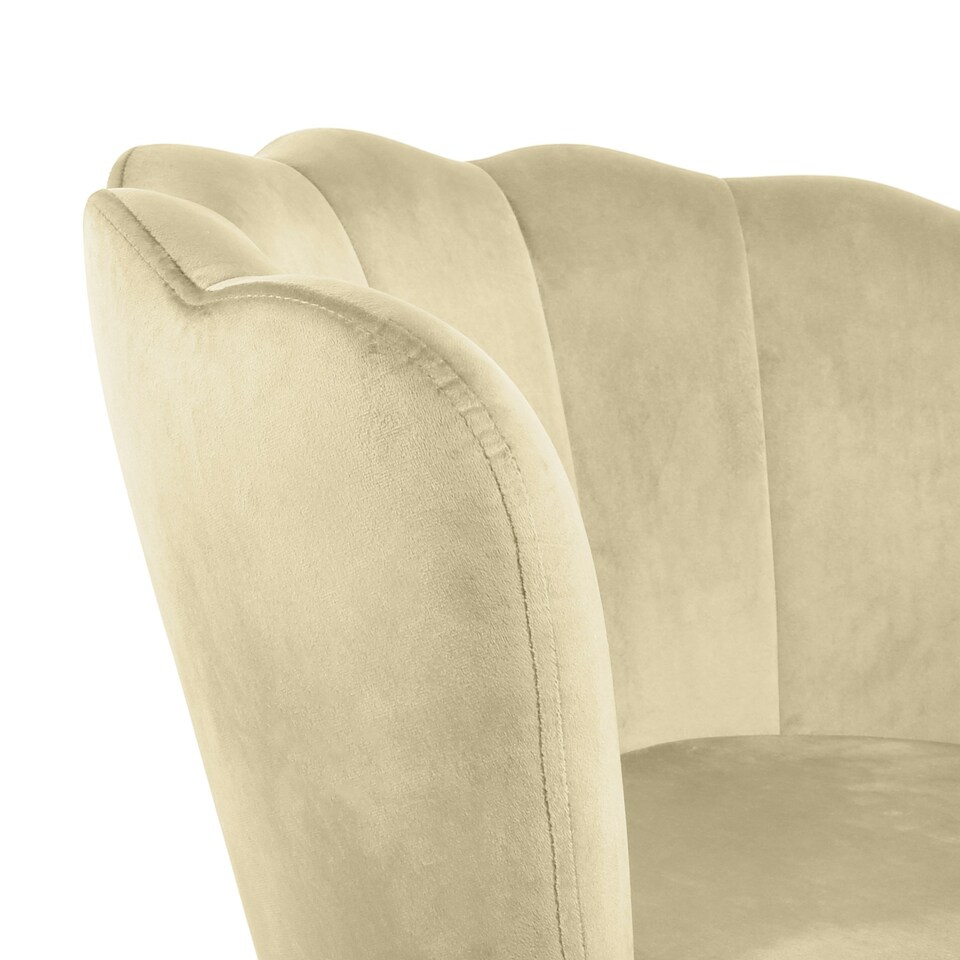 image 1 of FLORA Petal Chair Velvet Upholstered Fabric - Champagne Yellow | Champagne