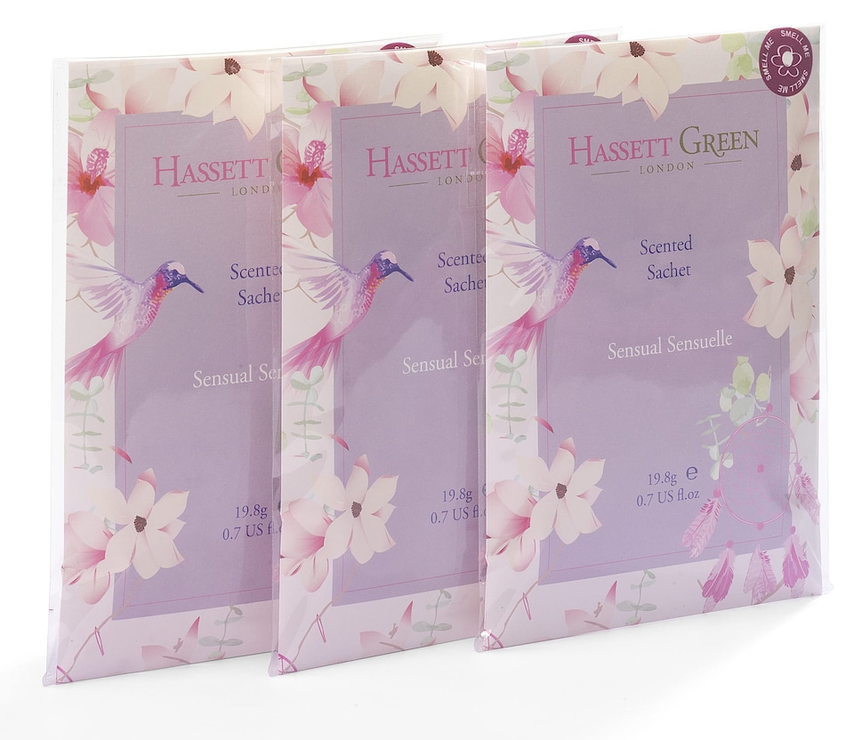 image 1 of Hassett Green London - Sensual Sensuelle - Handmade Large Scented Sachets - Pack of 3 - For Wardrobes & Drawers